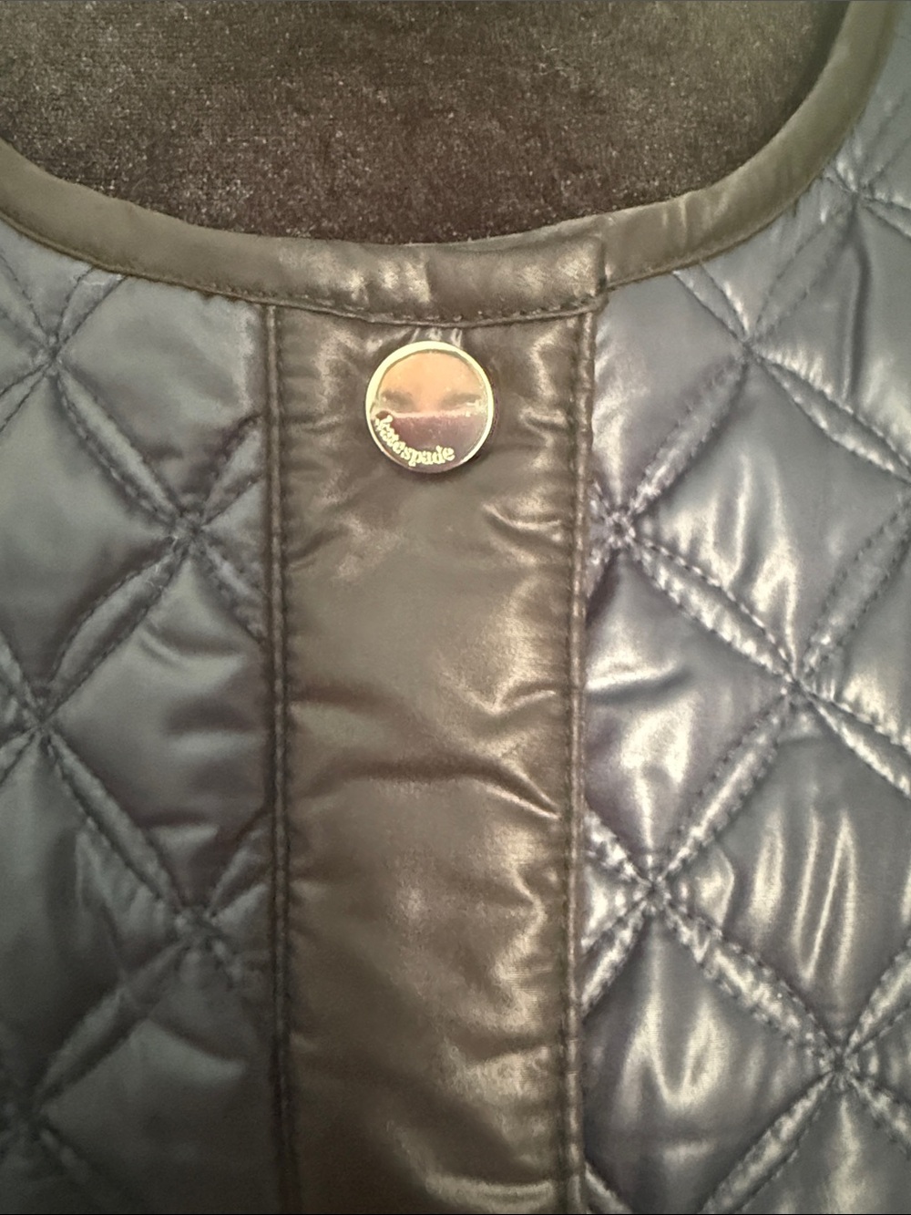 kate spade Two-Tone Navy and Black Quilted Puffer Jacket - Picture 5 of 11